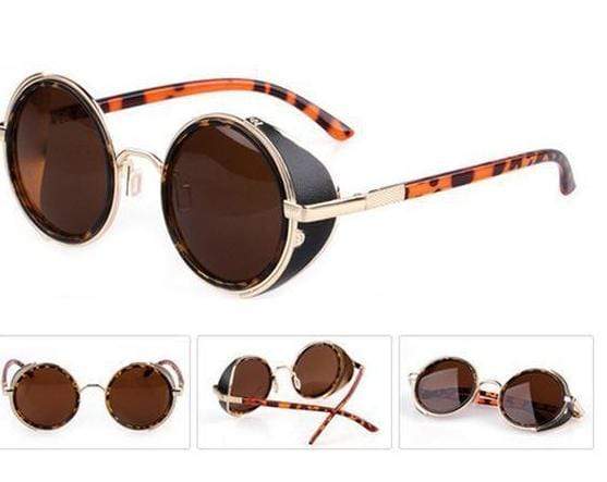 Vintage Round Sunglasses Golden Leopard - DiyosWorld