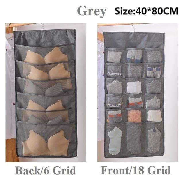 Hanging Organizers Wardrobe Storage Foldable Hanging Organizer Grey 24 grid 1Piece - DiyosWorld