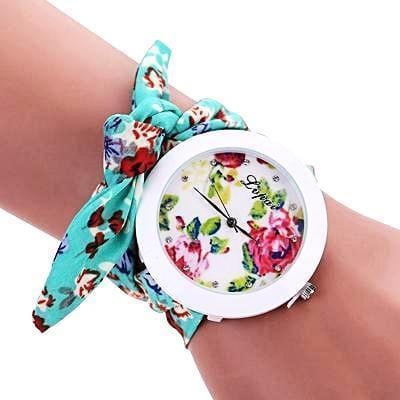 Home Cloth Bracelet/Scarves strap Crystal Studded Wrist Watch Rose - DiyosWorld