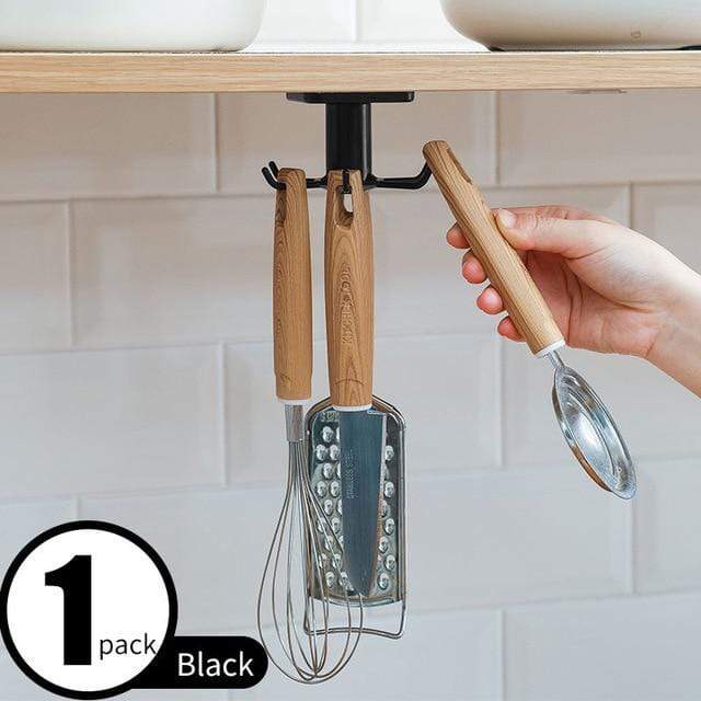 Hooks & Rails 360 Degrees Rotated Kitchen Hooks black - DiyosWorld