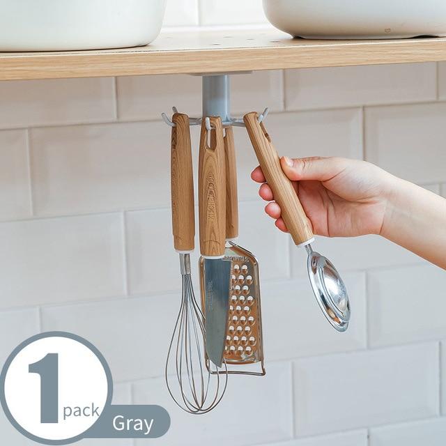 Hooks & Rails 360 Degrees Rotated Kitchen Hooks gray - DiyosWorld