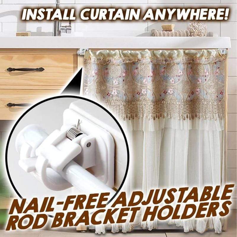 Hooks & Rails Nail free Adjustable Curtain Rod Holders - DiyosWorld