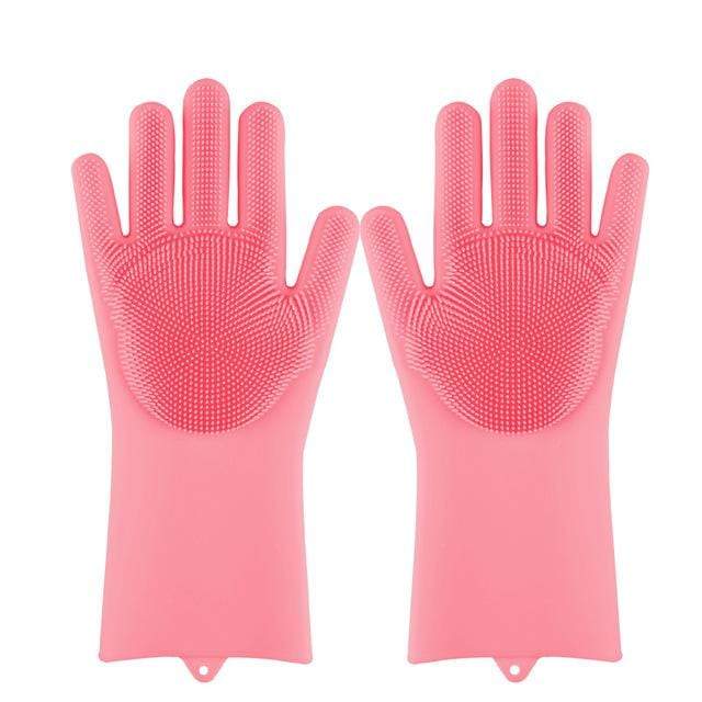 Household Gloves Multipurpose Magic Scrubber Gloves (Pair) Pink - DiyosWorld