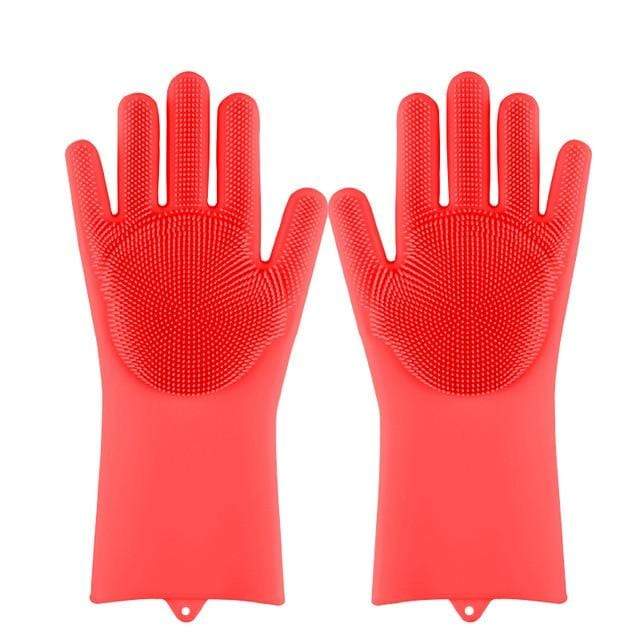 Household Gloves Multipurpose Magic Scrubber Gloves (Pair) Red - DiyosWorld