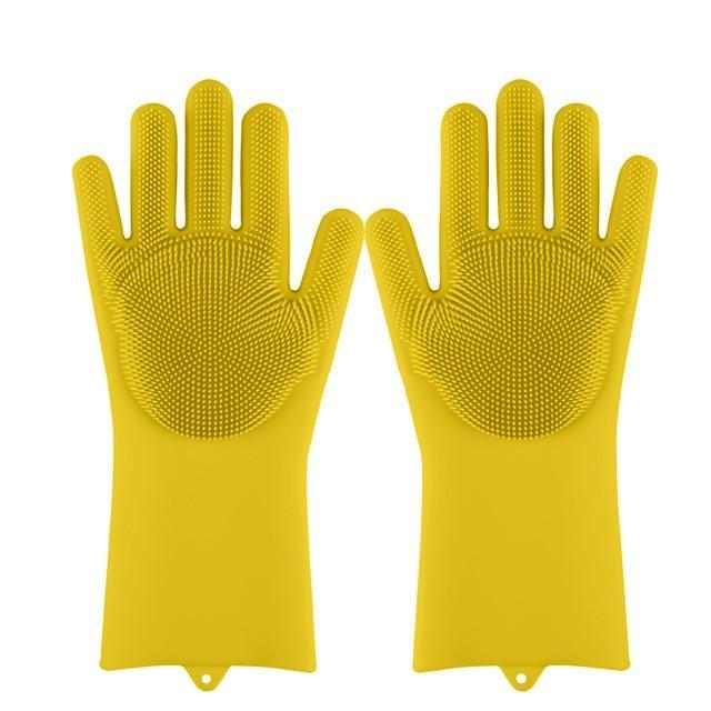Household Gloves Multipurpose Magic Scrubber Gloves (Pair) Yellow - DiyosWorld