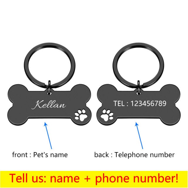 ID Tags Personalised Engraved Collar Pet ID Tag Black / 40x21mm - DiyosWorld