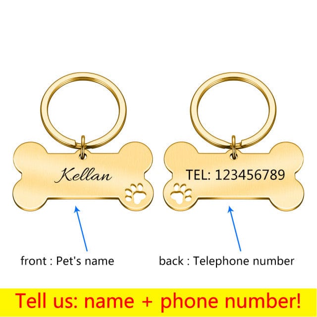 ID Tags Personalised Engraved Collar Pet ID Tag Gold / 50 x 28mm - DiyosWorld