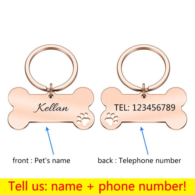 ID Tags Personalised Engraved Collar Pet ID Tag Rose gold / 40x21mm - DiyosWorld