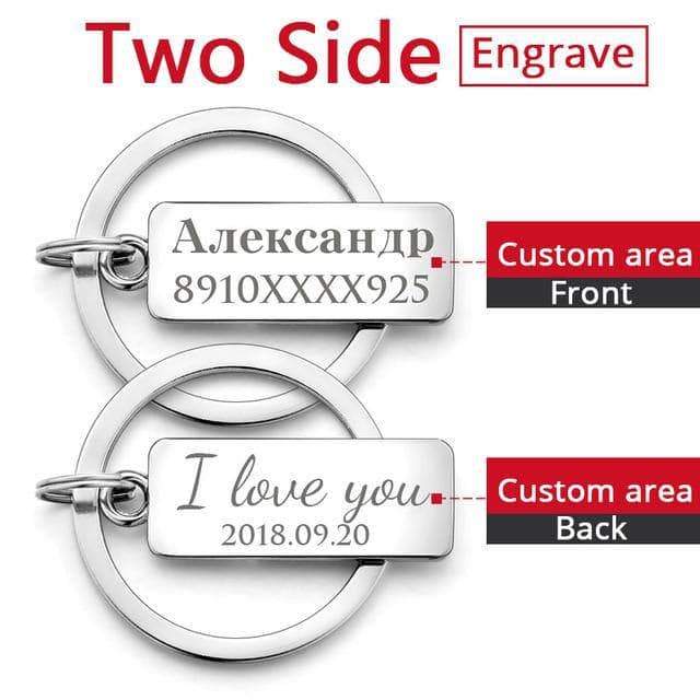 Key Chains Custom Engraved Antilost Keychain Two Side Engrave - DiyosWorld