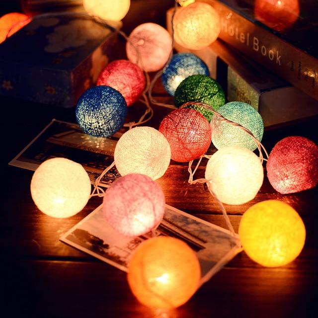 LED Night Lights LED Cotton Ball Garland Lights String Muti-Colors-A20 / 1.5M10LED-Battery - DiyosWorld