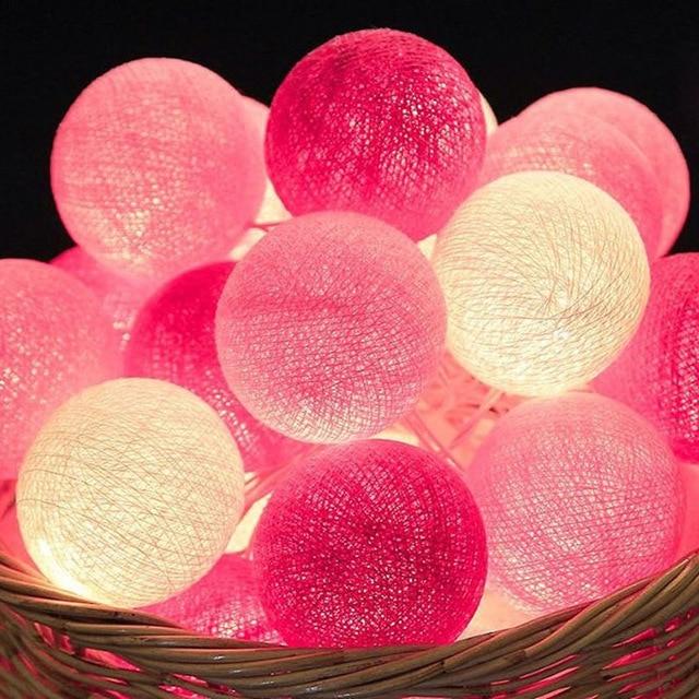 LED Night Lights LED Cotton Ball Garland Lights String Pink-A74 / 1.5M10LED-Battery - DiyosWorld