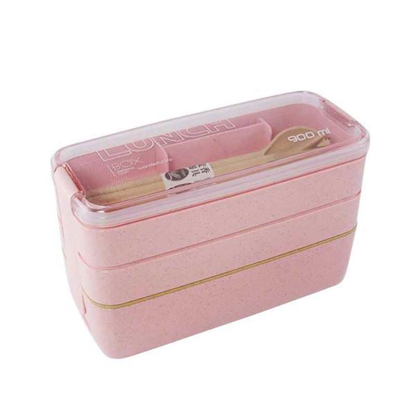 Lunch Boxes Wheat Straw Lunch Box Pink - DiyosWorld