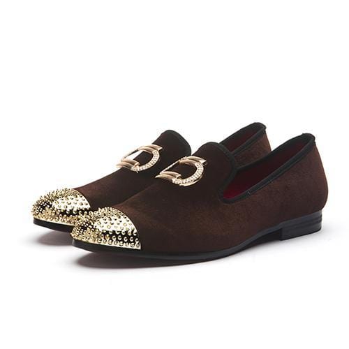 Men's Casual Shoes Metal Top Velvet Loafers Shoes Brown / 6 - DiyosWorld