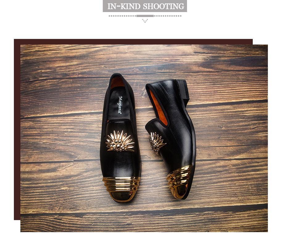 Moccasins Luxury Designer 18K Gold Plated Metal Top Shoes - DiyosWorld