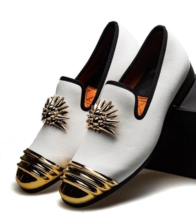 Moccasins Luxury Designer 18K Gold Plated Metal Top Shoes - DiyosWorld