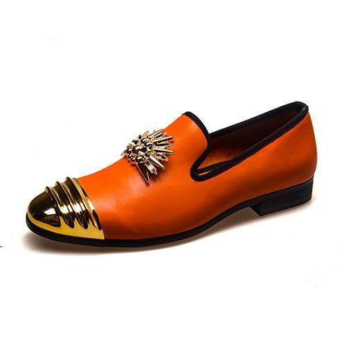 Moccasins Luxury Designer 18K Gold Plated Metal Top Shoes Orange / 6 - DiyosWorld
