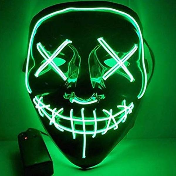 Party Masks Spooky LED Purge Mask GREEN - DiyosWorld