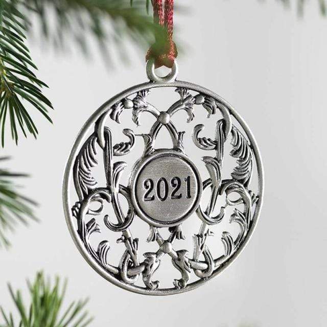 Pendant & Drop Ornaments DIYOS Solid Pewter Christmas Tree Ornament 2021 - DiyosWorld