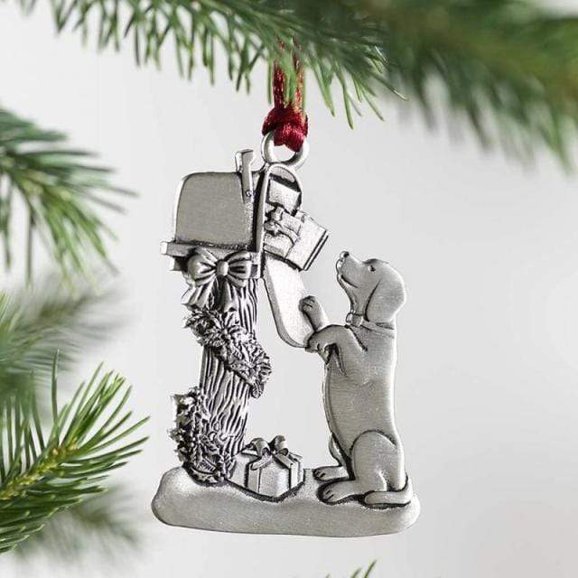 Pendant & Drop Ornaments DIYOS Solid Pewter Christmas Tree Ornament Dog - DiyosWorld