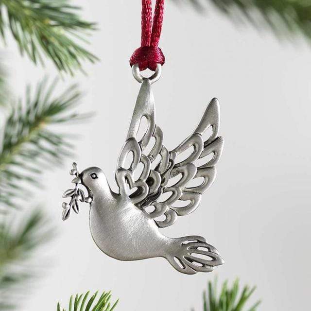 Pendant & Drop Ornaments DIYOS Solid Pewter Christmas Tree Ornament Dove - DiyosWorld