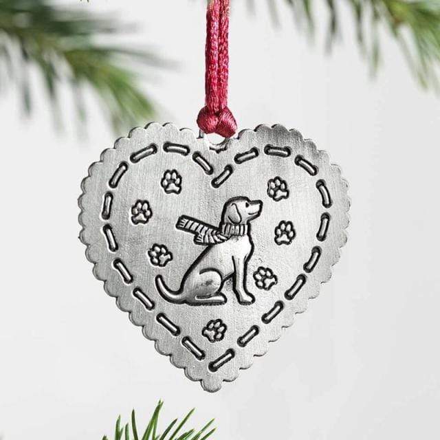 Pendant & Drop Ornaments DIYOS Solid Pewter Christmas Tree Ornament Heart Dog - DiyosWorld