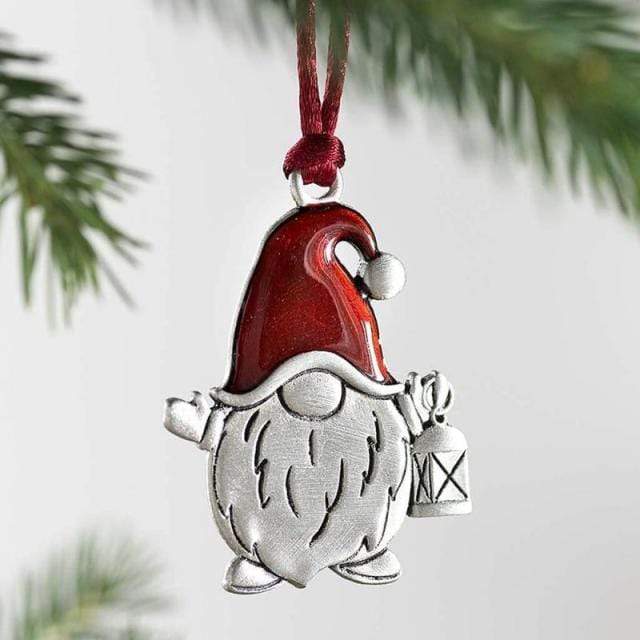 Pendant & Drop Ornaments DIYOS Solid Pewter Christmas Tree Ornament Santa Gnome - DiyosWorld