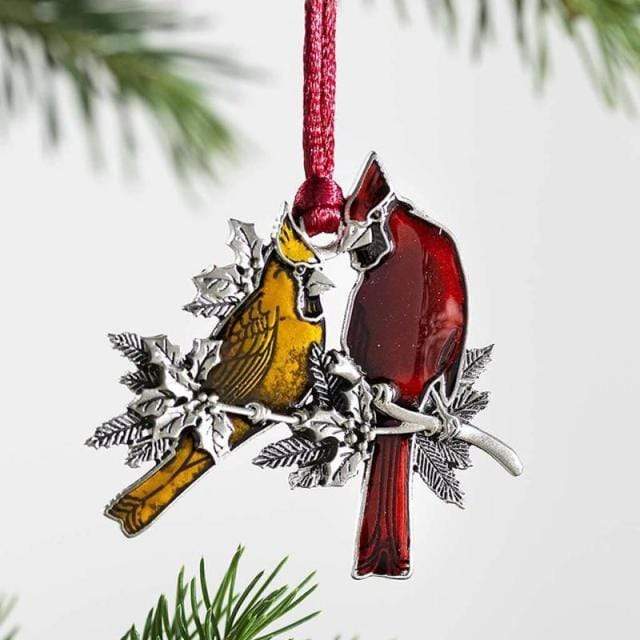 Pendant & Drop Ornaments DIYOS Solid Pewter Christmas Tree Ornament Cardinals - DiyosWorld
