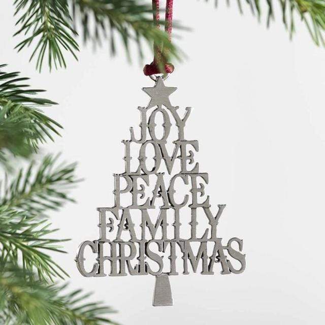 Pendant & Drop Ornaments DIYOS Solid Pewter Christmas Tree Ornament Holiday Sentiments - DiyosWorld