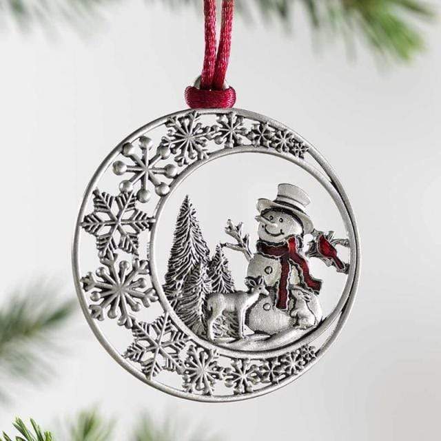 Pendant & Drop Ornaments DIYOS Solid Pewter Christmas Tree Ornament Snowman - DiyosWorld