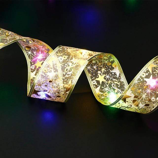 Pendant & Drop Ornaments Christmas Ribbon Fairy Lights Gold-Colourful / 1M - DiyosWorld