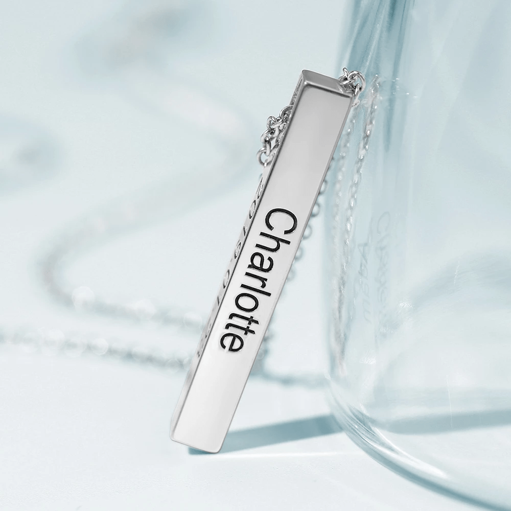 Pendant Necklaces Diyos Moments™ Personalized Bar Necklace [4 Sided Engraving] - DiyosWorld