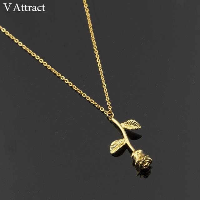 Pendant Necklaces Beast Rose for a beauty Statement Necklace Gold-color - DiyosWorld