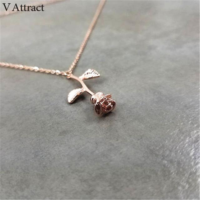 Pendant Necklaces Beast Rose for a beauty Statement Necklace Rose Gold Color - DiyosWorld