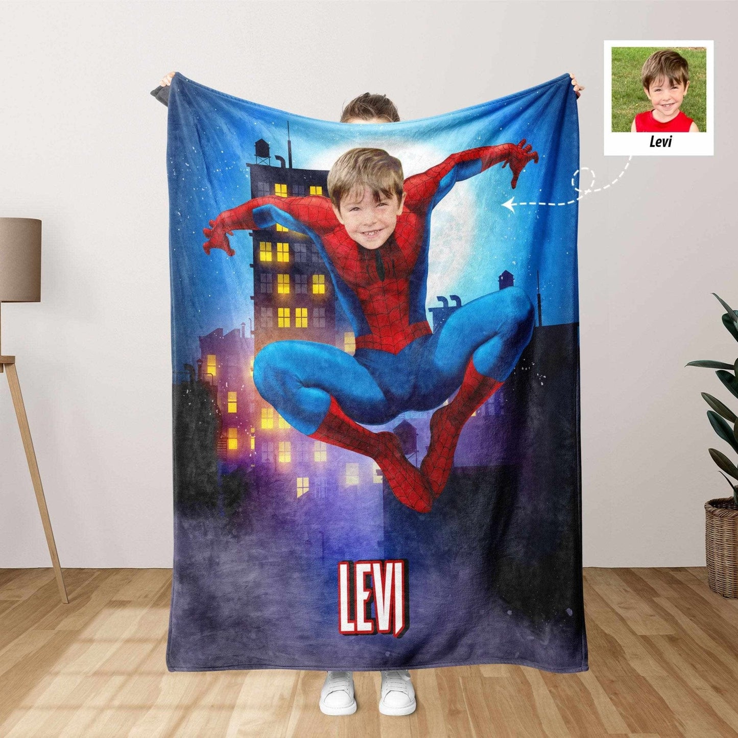 FAB™ Custom Spider Super Hero Photo & Name Comfort Blanket