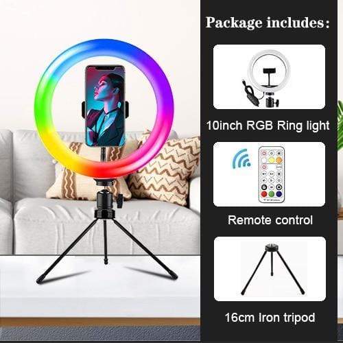 Photographic Lighting RGB Selfie Pro™ Ring Light Kit RGB Ring Light + 16CM Tripod + Remote - DiyosWorld
