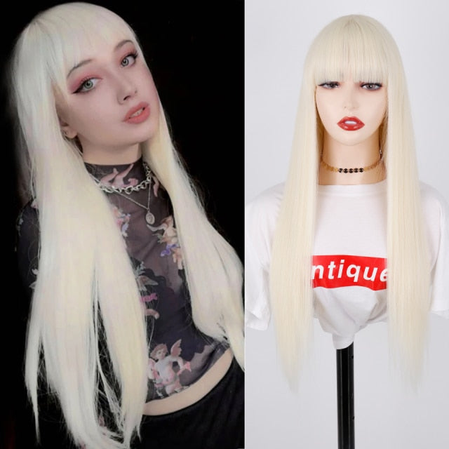 Straight hair Cosplay Wig Two Tone Ombre Color