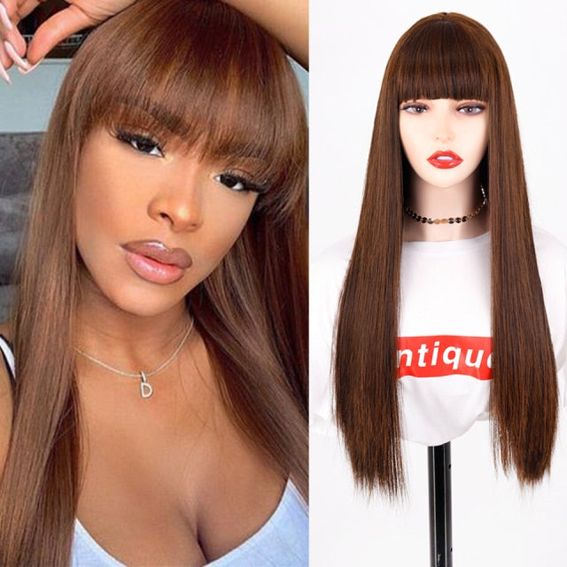 Straight hair Cosplay Wig Two Tone Ombre Color