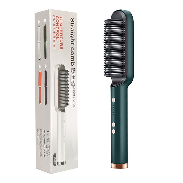 Anion Hair Straightener Multifunctional Hair Straightener Brush 2 In 1 Heating Hair Hot Comb Brush Anti-Scald Iron Straightening