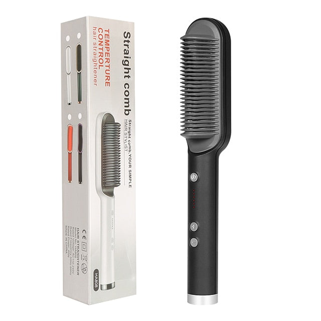 Anion Hair Straightener Multifunctional Hair Straightener Brush 2 In 1 Heating Hair Hot Comb Brush Anti-Scald Iron Straightening