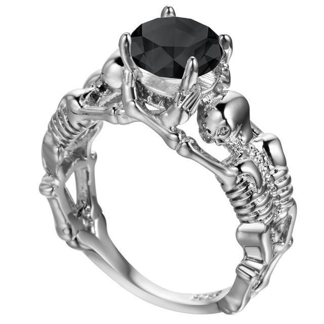 Rings Punk Style Elegant Skeleton Ring 5 / black stone silver - DiyosWorld