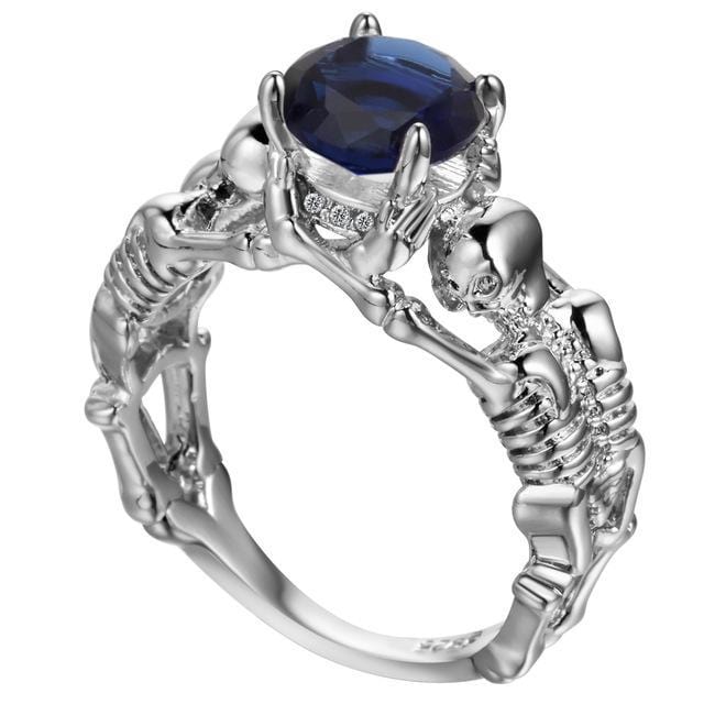 Rings Punk Style Elegant Skeleton Ring 5 / blue silver - DiyosWorld