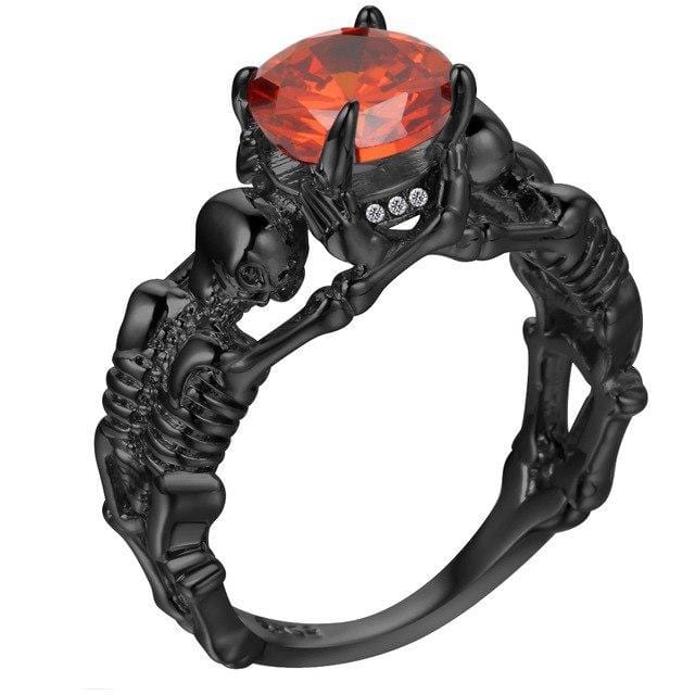 Rings Punk Style Elegant Skeleton Ring 5 / red black - DiyosWorld