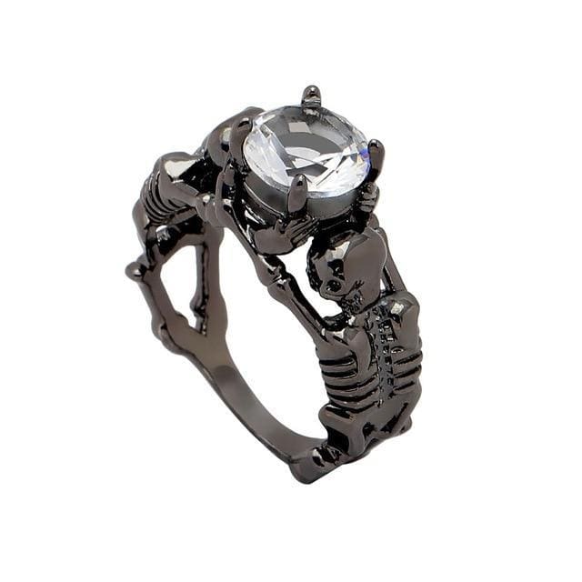 Rings Punk Style Elegant Skeleton Ring 5 / white cz black - DiyosWorld