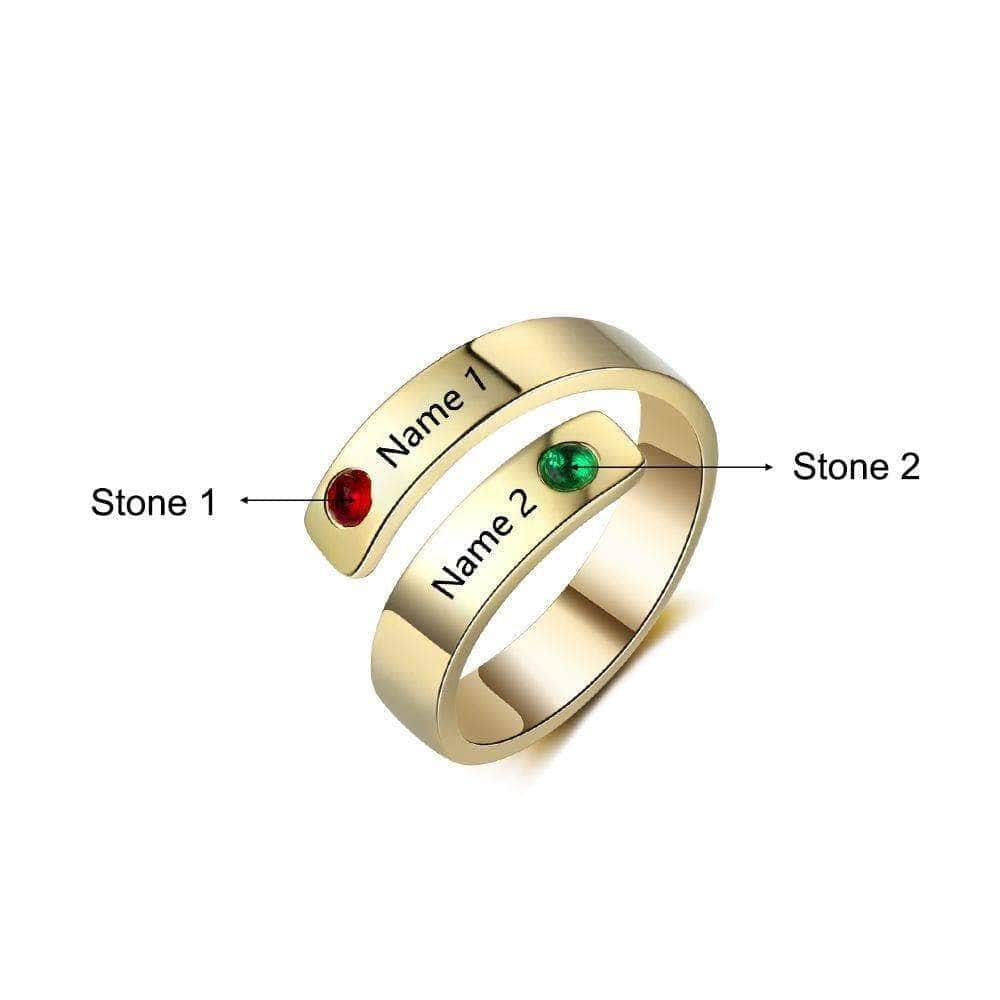 Rings DIYOS Moments™ Personalised Name & Birthstone Ring Gold - DiyosWorld