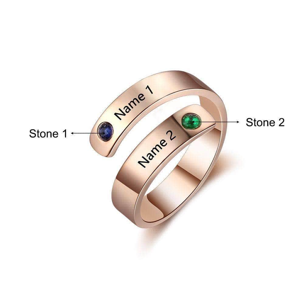 Rings DIYOS Moments™ Personalised Name & Birthstone Ring Rose Gold - DiyosWorld