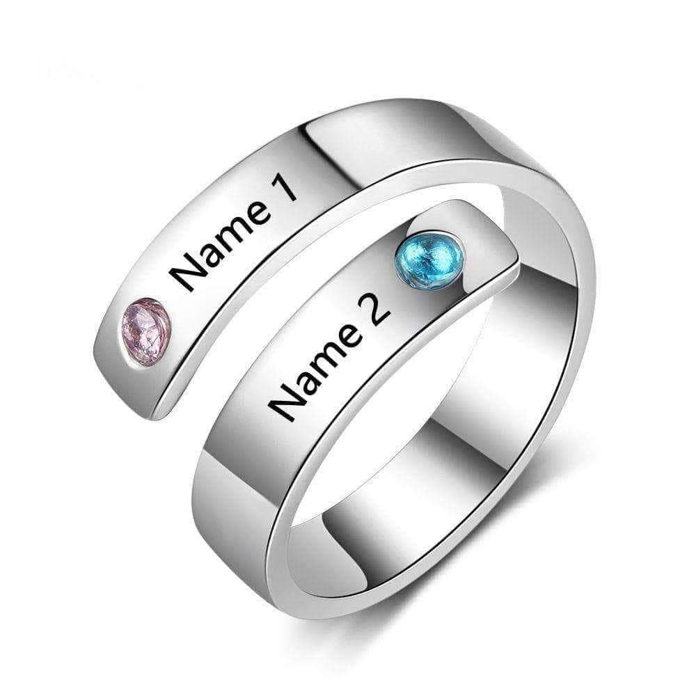 Rings DIYOS Moments™ Personalised Name & Birthstone Ring Silver - DiyosWorld