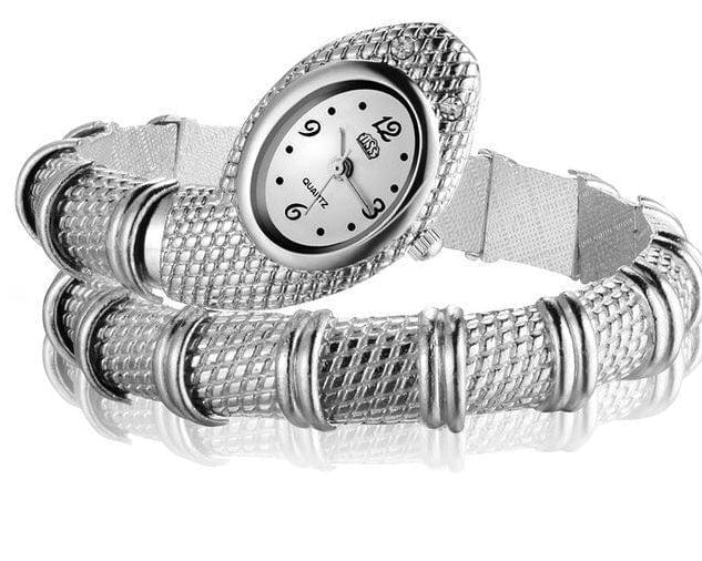 Snake Shaped Unique Fashion Watch bracelet watch Silver - DiyosWorld