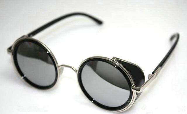 Vintage Round Sunglasses Silvery Reflective - DiyosWorld