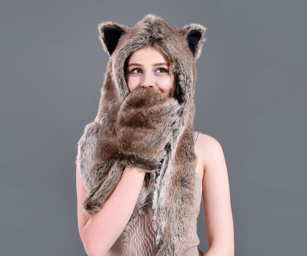 Skullies & Beanies Animal Printed Faux Fur 3 in 1 Scarf - DiyosWorld