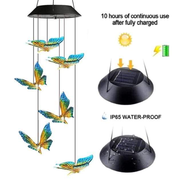 Solar Lamps LED Solar Power Crystal Wind Chimes - DiyosWorld
